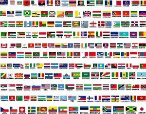 Flagen der Welt, weltflagen als Vektorillustration in Rechteckdesign