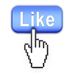 Handgestaltige Mauszeiger drücken Sie den Like-Button.