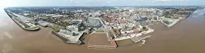 Hohe Auflösungsdrohneansicht der Hafenstadt Hull in den britischen Gewässern an der Marina