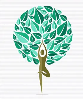 Menschliche Form Yoga-Übung Baumdesign. Vektordatei aufgeschichtet für einfache Manipulation und individuelle Farbgebung.