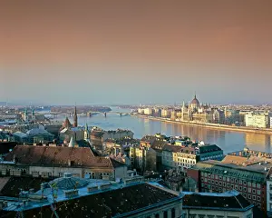 Gerahmter Druck : Ungarn Budapest Panoramablick
