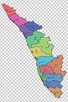 Karte von Kerala mit hervorgehobenen Bezirken.