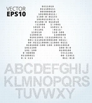 Buchstabe A-Z, Alphabet aus binärer Code