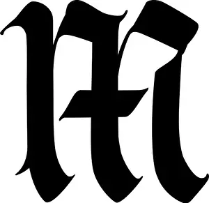 Buchstabe m, im gotischen Stil. Vektor.