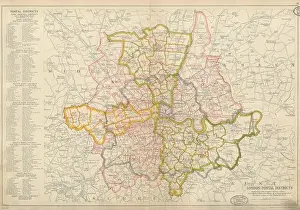 LONDONER POSTBEZIRKE. Postleitzahlenbereiche. NW N W SW SE E. BACON 1934 alte Karte