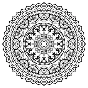 Retro-Blume-Mandalas mit Schlangen und Blumen auf einem schwarzen Hintergrund