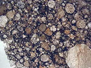 Gerahmter Druck : Mikrophotographie von MAC 88199, 2 Meteoriten unter planpolarisiertem Licht bei einer Vergrößerung von 1,25x. MAC 88199 / 2 Gerahmter Druck : Mikrophotographie von MAC 88199, 2 Meteoriten unter planpolarisiertem Licht bei einer Vergrößerung von 1,25x. MAC 88199 / 2