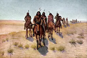 Gerahmter Druck : Ureinwohner Apache Männer gehen zum Krieg.