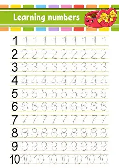 Zahl 1-10, Spur und schreiben, Handschriftübung