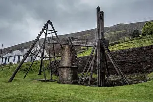 Die alte Dampfmaschine in Wanlockhead in den Leadhills. Sie wurde in einem alten Bleibergwerk verwendet, um Wasser aus dem Bergwerk zu entfernen.