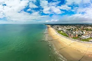 Blickwanderung vom Luftfahrtpanorama des Strand von Bognor Regis im Westsussex in England