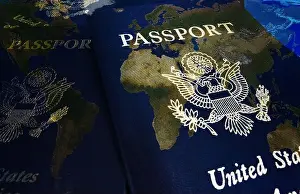 US-Pässe auf der Karte.
