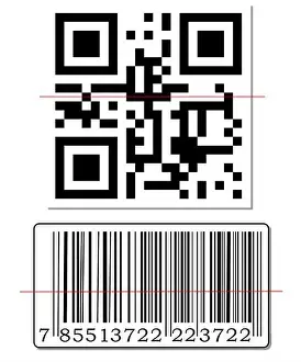QR-Code und Barcode mit roter Scannlinie
