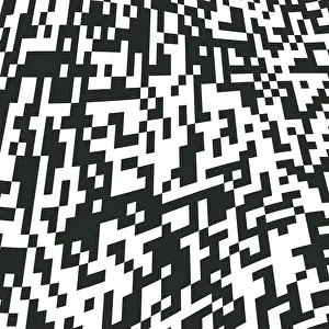 QR-Code Digitale Abstraktion Schwarz und Weiß Pixel-Rauschen Hintergrund