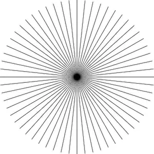 Radiale, sich strahlende Linien schneiden sich im Zentrum.