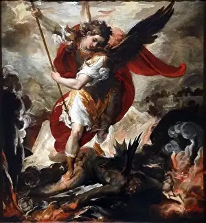 Heiliger Michael der Erzengel besiegt Lukas, 1656 Franzesco Maffei 1605-1660 Öl auf Holz