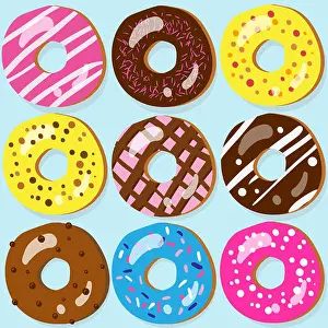 Dekorative Doughnut-Symbole mit verschiedenen Belägen