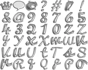 Silberfolienballon-Schrift-Alphabet, Metallische Eleganz