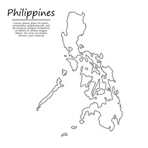 Einfaches Umrißkartenbild der Philippinen im Vektorsilhouettestil mit Linienstiftzeichnung
