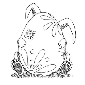 Skizze von Osterechse und Osterei. Vektor. Frohes Ostern.