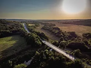 Sonnenuntergang am Weg