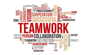 Teamarbeit-Wortwolken-Template. Geschäftskonzept Vektorhintergrund