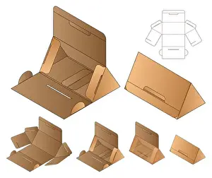 Dreieckige Box-Verpackung-Schnittmustertemplate-Design. 3D-Mock-up.