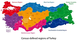 Juni Drucke: Landkarte von der Türkei.