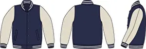 Musterillustration von Baseballjacke Varsityjacket (Baseball-Jacke) Vor- und Hinterside