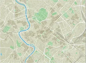 Vektorstadtplan von Rom mit gut organisierten getrennten Schichten.
