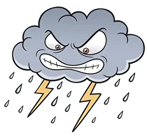 Illustration von Vektoren, Cartoon Wolken mit Donner.