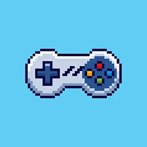 Vektor-Illustration eines Spielcontrollers mit Pixel-Art-Design, perfekt für Designs mit Themen von Spielinhalten.