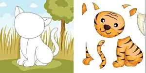 Ein Vektorillustration eines Tiger-Rätsels.