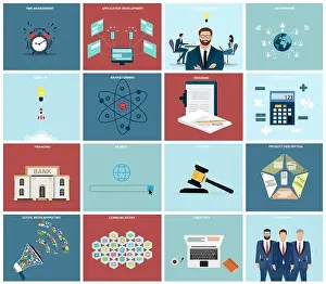Vektoren einer Geschäftsanalyse-Setzung für Finanzdienstleistungen und Risikobewertung-Symboler zur Webentwicklung