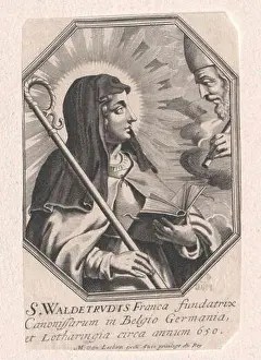 Gerahmter Druck : Waldetrudis, Heilige