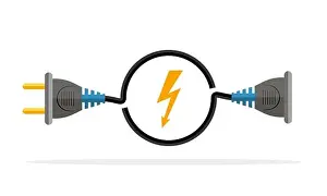 Stecker- und Steckdosen-Symbol. Vektor-Illustration. Stecker, Steckdose und runder Kabel.