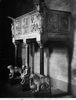 Life Of Christ Artwork Drucke: Angular view of the pulpit by Guido da Como