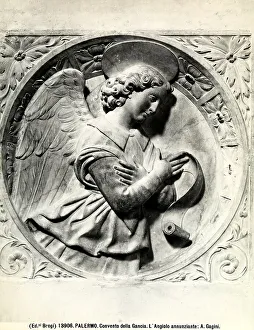Baroque Style Sculptures Europe Drucke: Announcing angel. Bas-relief by Antonello Gagini inside the Church of Santa Maria degli Angeli (or della Gancia)