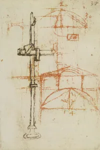 High Renaissance Artwork Drucke: Architectual design, drawing from the Codex Forster III