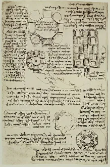 British Museum Artworks Drucke: Architectual studies, writings by Leonardo da Vinci