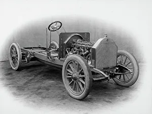 Vintage Transportation Methods Drucke: Automobile under construction (front view)