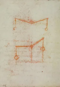 Renaissance Style Drawings Drucke: Two balances, drawing from the Codex Forster III