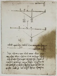 Bilanzierung der Gewichte; Blatt aus dem Codex Forster II, c.99r