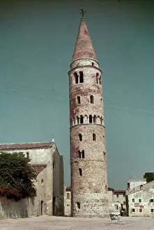 European Medieval Architecture Images Drucke: The bell tower of the Cathedral of Caorle