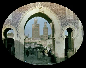 Islamic Art Africa Drucke: The Blue Gate of Fez, in Morocco