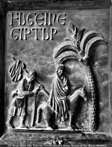 Flight Into Egypt Artwork Drucke: Bronze panel depicting the Flight into Egypt