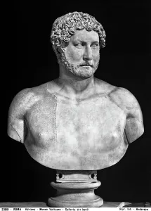 Vatican Museums Art Drucke: Bust of Hadrian: work preserved in the Hall of Busts, Vatican Museums, Vatican City