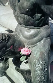 Camelia und eine Statue aus Bronze