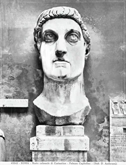 Ancient European Civilization Drucke: Colossal head of Constantine, the Palace of the Conservators, Rome