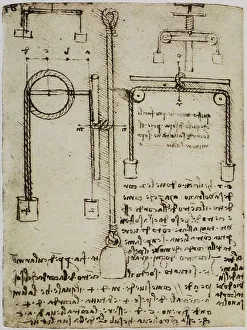 European Renaissance Periods Drucke: Comparison between two lever systems for raising weights
